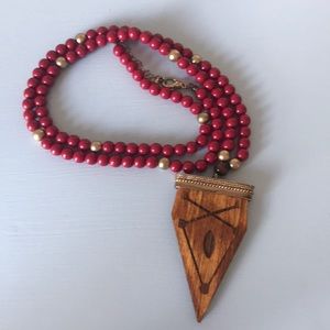 Garnet and gold tribal necklace